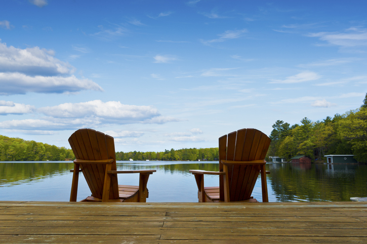 muskoka chairs on the dock