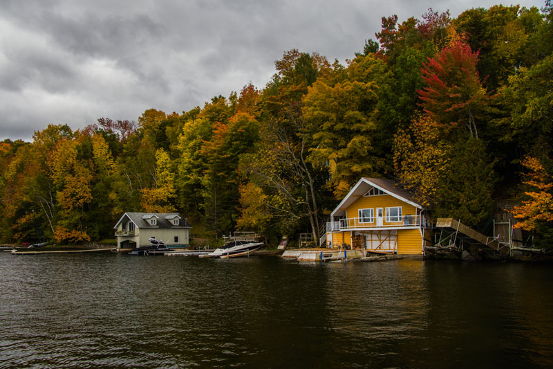 Fall cottage on a lake in Ontario. 